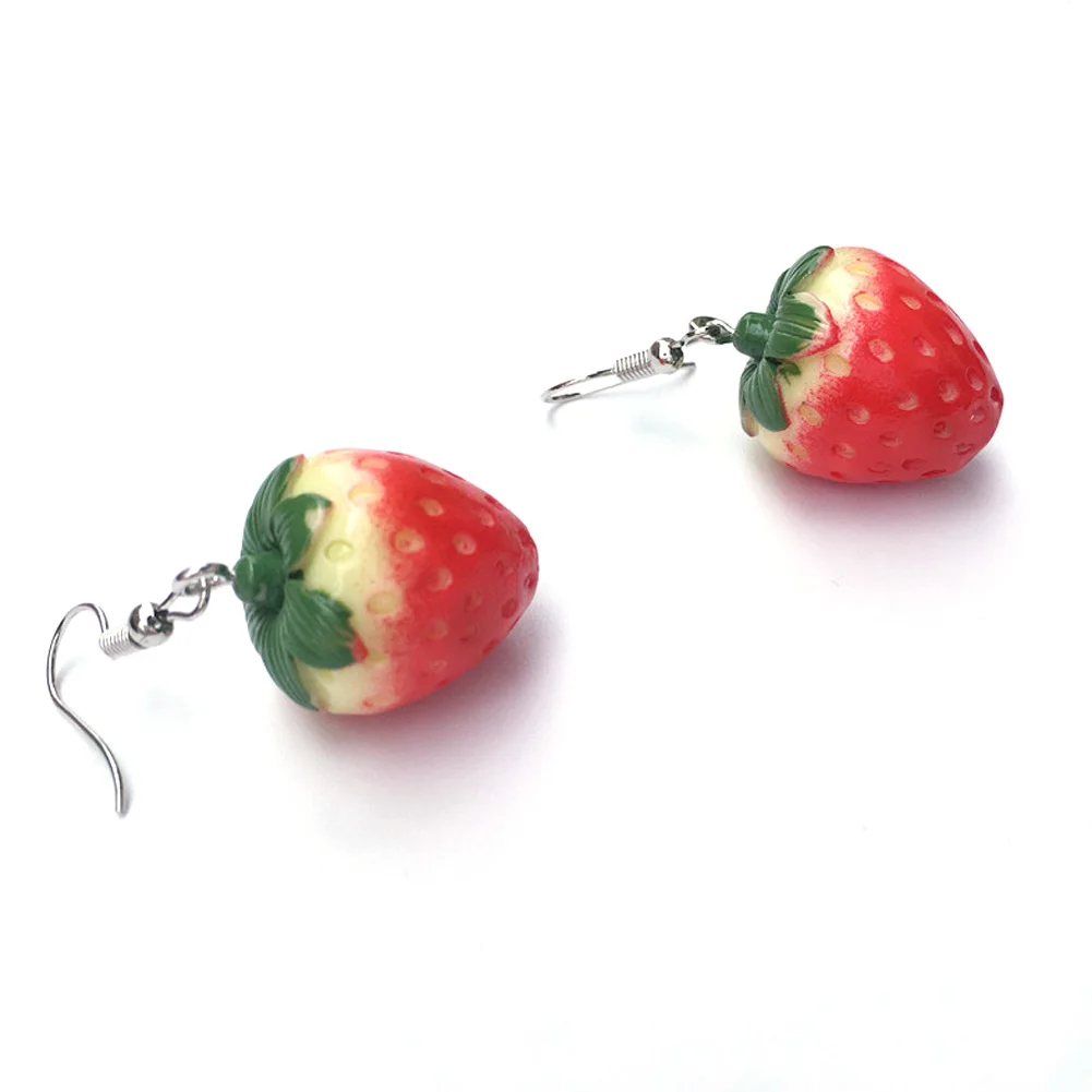 Cartoon Cute Design Resin Strawberry Drop Earrings Long Dangle Fashion Jewelry For Women Girl Gift | Украшения и аксессуары