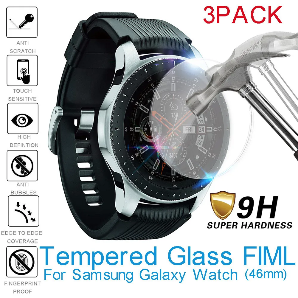 Закаленное стекло 2.5D для Samsung Galaxy Watch защитное 46 мм Защитная пленка экрана 3