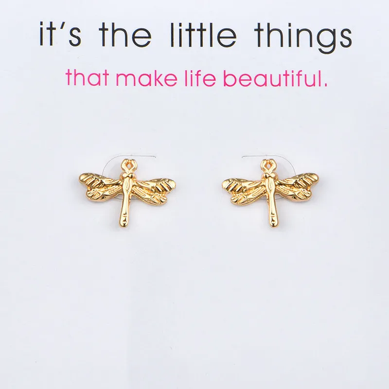 

New Fashion Lucky Earrings Jewelry Animal Dragonfly Stud Earrings For Women Wedding Bride Jewelry