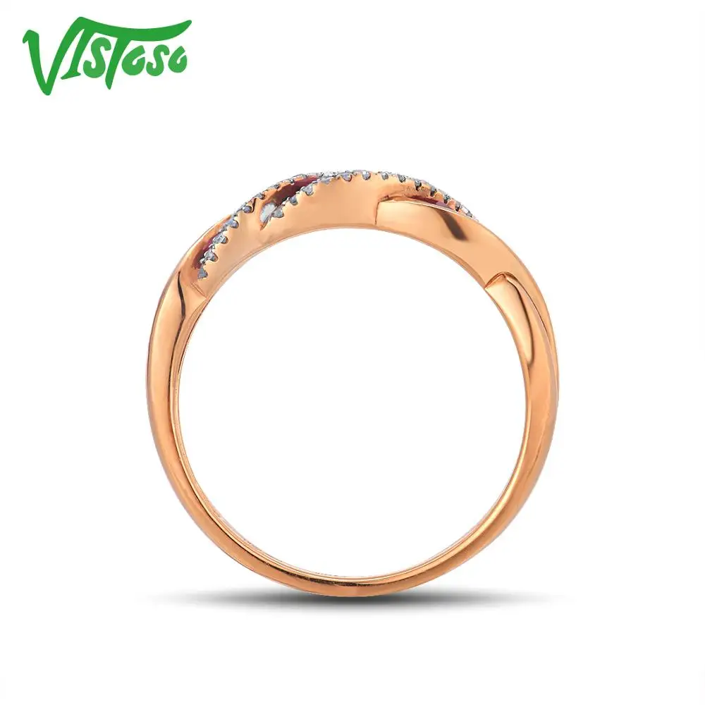 VISTOSO подлинное 14K585 розовое золото необычное рубиновое блестящее бриллиантовое