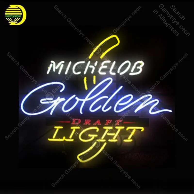 Золотистые неоновые вывески светильники от Michelob реальный женский декор витрина