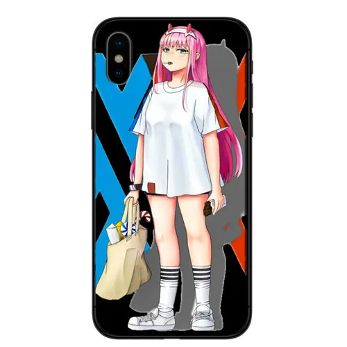Dois querida na FRANXX anime Zero Two DIY Pintado Bonito Acessorios Do Telefone para o iphone X 8 7 6 5 4 Plus Мягкий чехол из ТПУ |