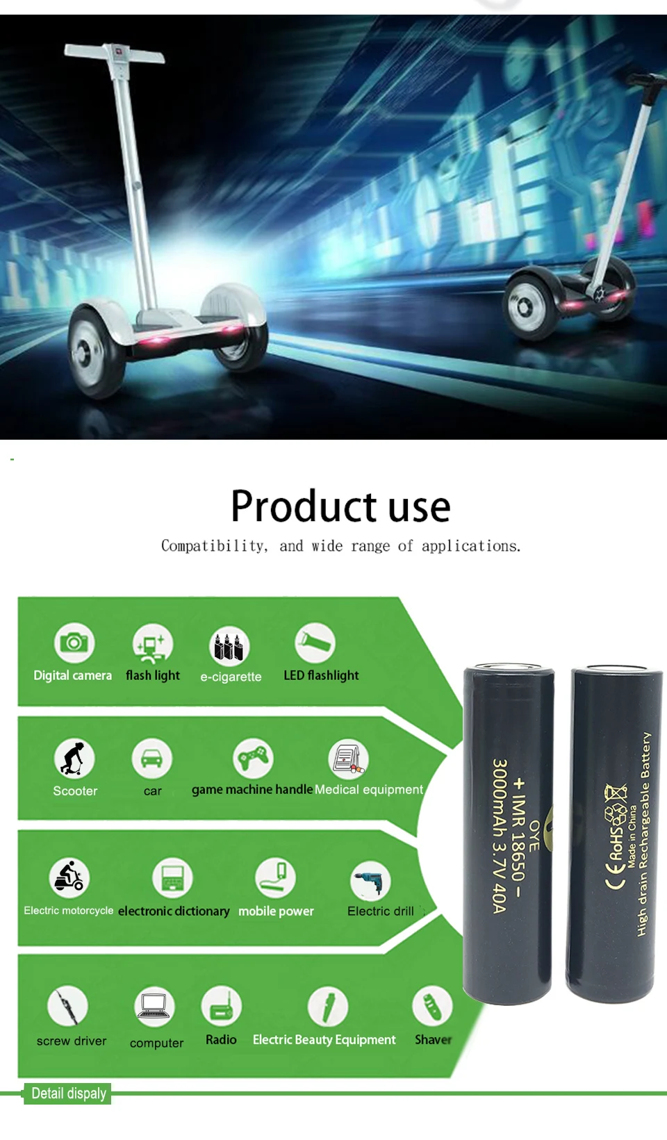 18650-O40A 3000mah длительный срок службы батареи 3,7 V высокий разряд 40A Сильный аккумулятор литий-ионная аккумуляторная батарея 18650