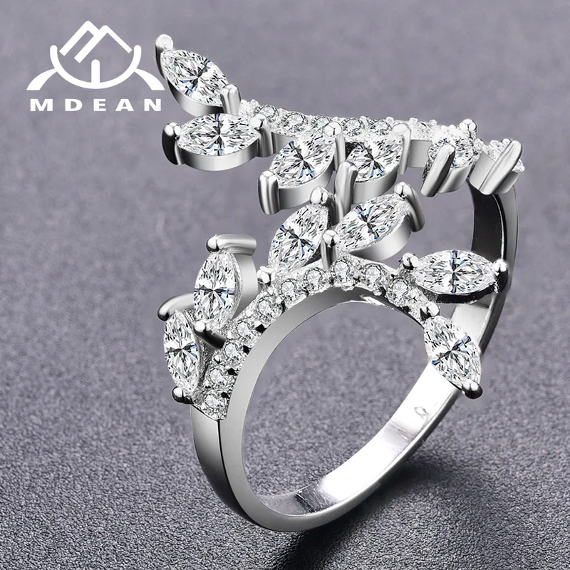 Женские кольца MDEAN из белого золота с фианитом AAA для помолвки и свадьбы размеры 6 7