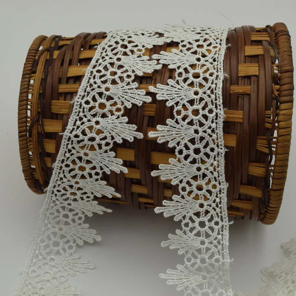 72 Ярда белый и черный в античном стиле с зубчатой вышивкой из полиэстера цвет Venise