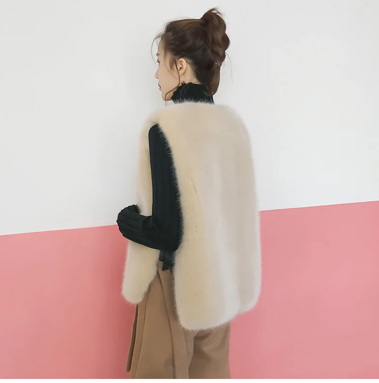 Free shipping New Korean style autumn winter faux mink fur sleeveless short section vest jacket outerwear for women | Женская одежда