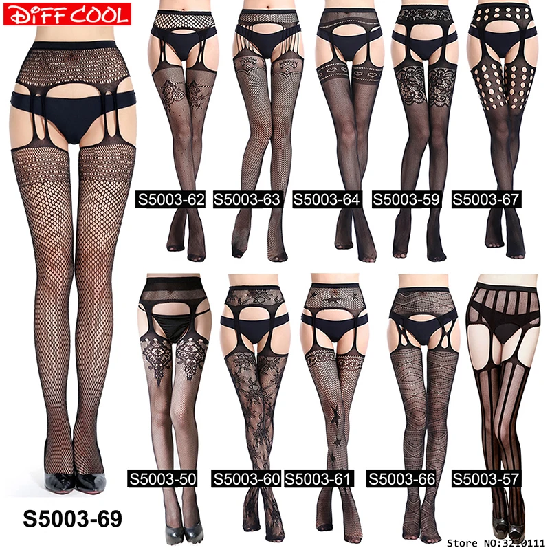 Women Sexy Transparent Slim Fishnet Pantyhose Club Party Net Holes Black Tights Thigh High Stockings Small/Middle/Big Mesh