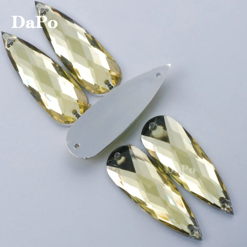 light yellow Hisenlee, большие размеры, 10x30 мм, каплевидные пришивные стразы, акриловые, Пришивные, с плоской задней частью, камень для пришивания драгоценных камней, 17 цветов, для свадебной одежды - Цвет: light yellow