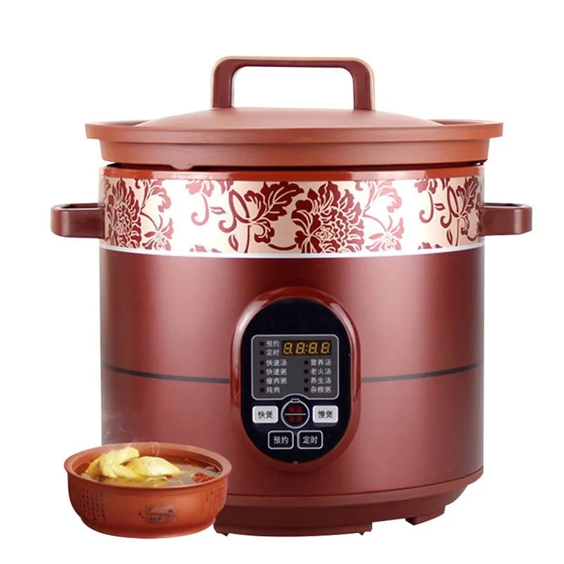 Здоровая фиолетовая глина redware большая емкость 4л 450 Вт электрическая плита суп