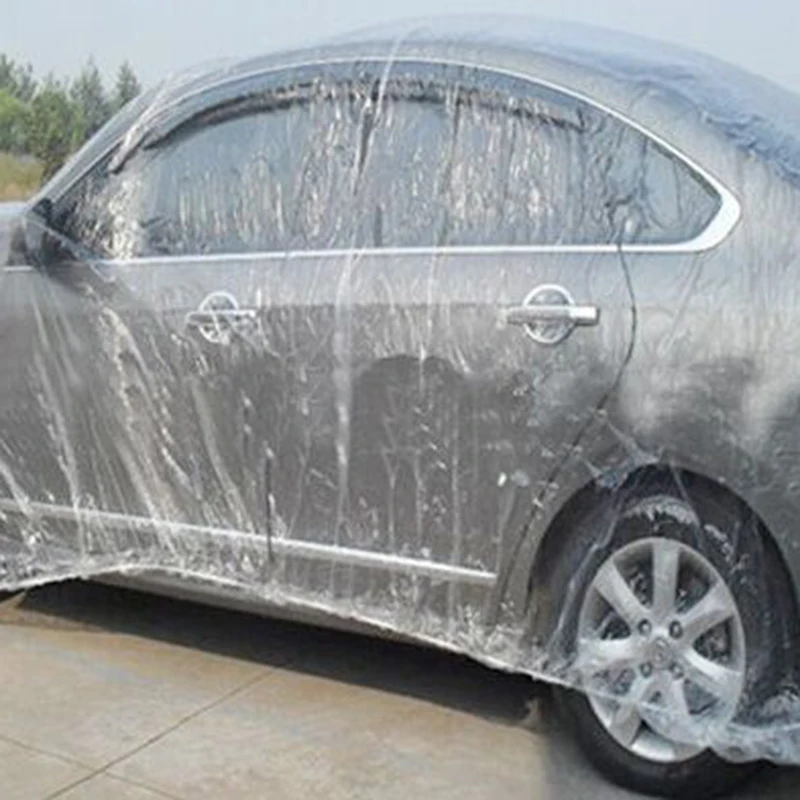 

Waterproof Disposable Transparent Dust Plastic Dustproof Car Covers Plastic Cover Film With Elastic For Universal Car