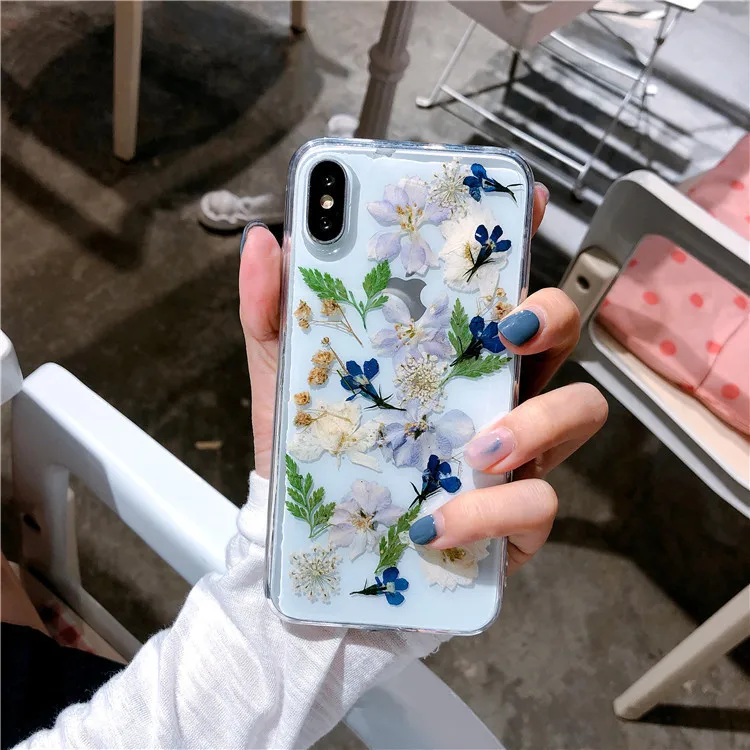 8 Настоящая гербарий для iphone XR настоящая Цветочная сумка для телефона iphone 6 6s 7 8 9 plus XS X XS MAX с гидрогелевой пленкой - Цвет: 8