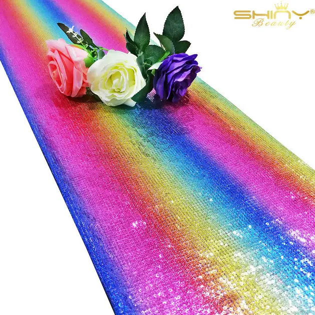 Shinybeauty розовое золото 12x108In блесток Настольная дорожка 30x275 см блесток Настольная дорожка, блесток бегун для дома вечерние/Свадьба/Отель - Цвет: Rainbow