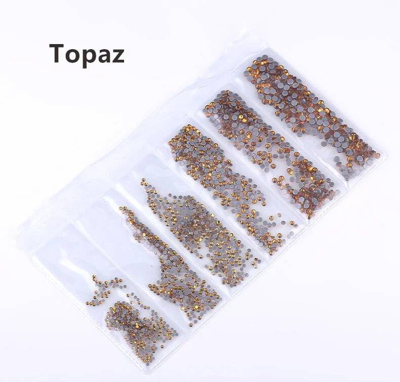 Topaz Ss3-ss30, смешанный размер, стразы, кристалл AB, 1700 шт./лот, горячая фиксация, стразы, для рукоделия, сумки, одежды, обуви, нейл-арта - Цвет: Topaz