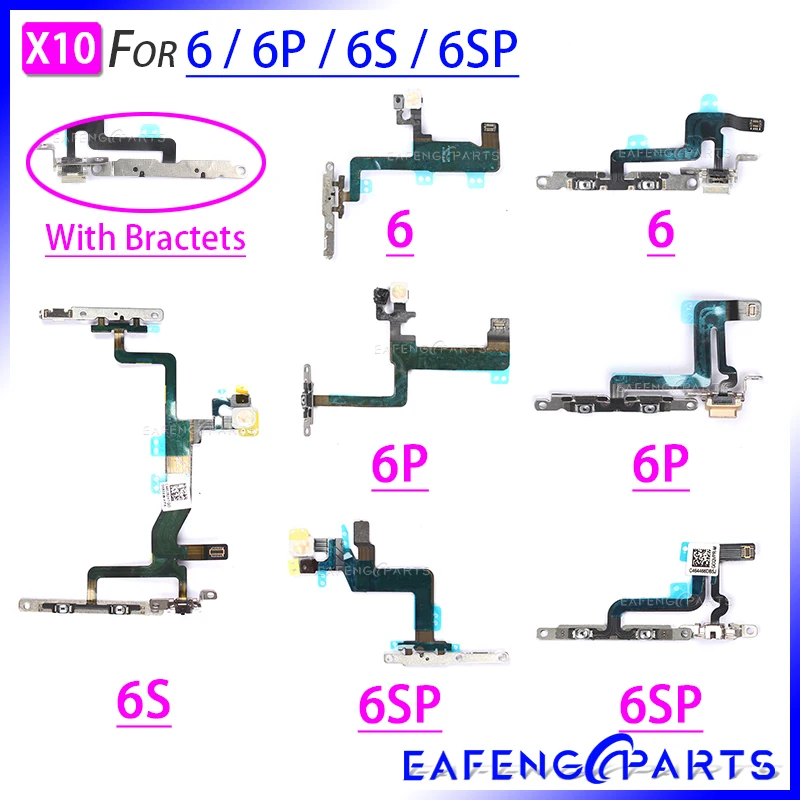 

Power Mute + - Flex Cable For iPhone6 6S Plus 6SP 6SPlus 6Plus Switch On/Off Flex With Brackets Replacement