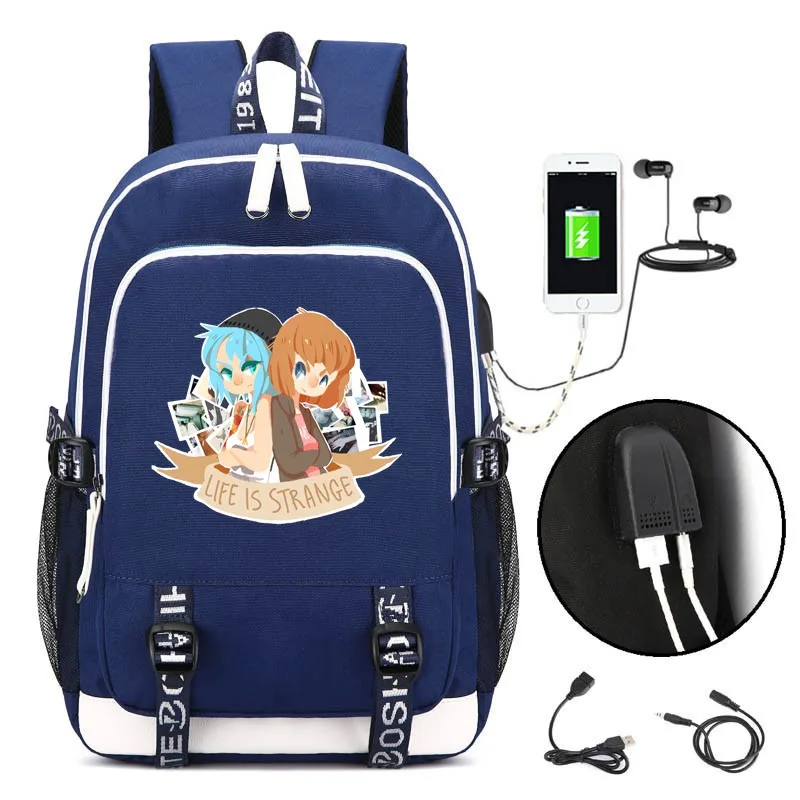 PS Game Life Is Strange USB рюкзак школьный рюкзак косплей мультфильм черный ноутбук дорожные сумки на плечо - Цвет: Слоновая кость