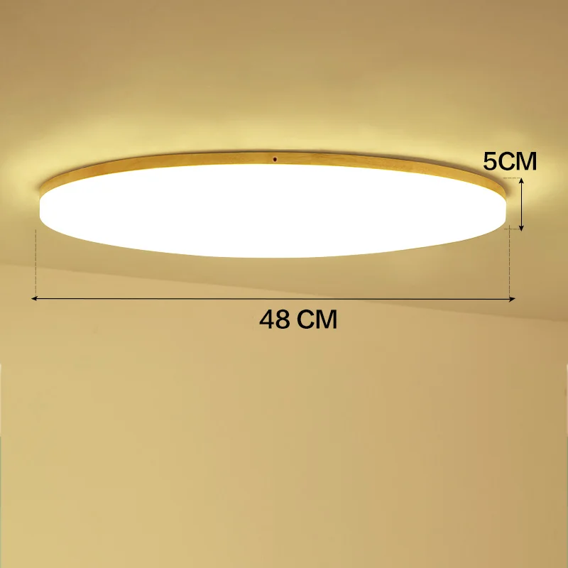 48cm 36w led Скандинавский деревянный светодиодный потолочный светильник s Ультратонкий 5 см потолочный светильник для гостиной спальни потолочный светильник круглый/квадратный люстра потолочный светильник - Цвет корпуса: 48cm 36w led