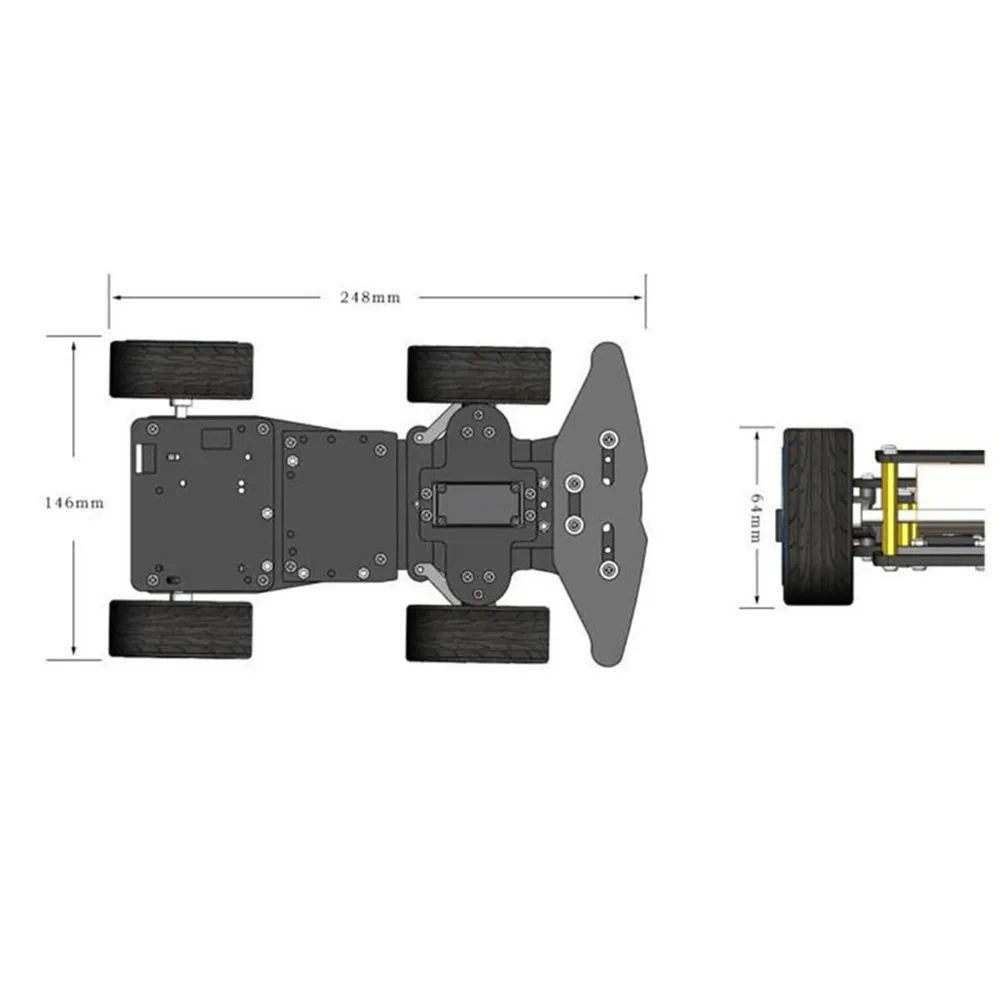 DIY 4WD RC умный автомобиль шасси с S3003 металлический сервоподшипник комплект для