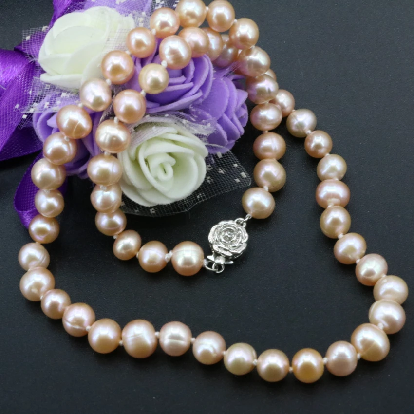 Натуральный культивированный пресноводный оранжевый жемчуг, бусины около 7-8 мм, цепь колье для ключиц, для женщин, элегантные подарки для выпускного вечера, 18 дюймов B3224