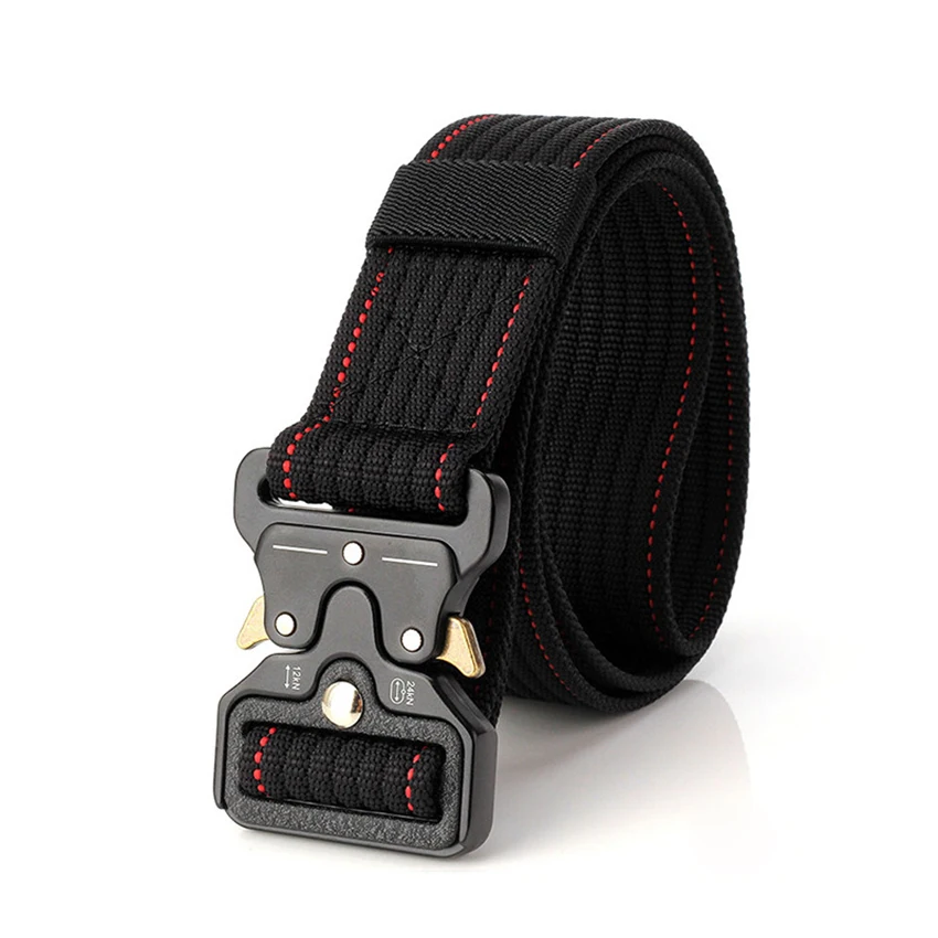Black Red Belt 14 видов уличная Экипировка мужской t пояс в стиле унисекс нейлон Тактические Дизайнерские мужские ремни для джинсы полотняные браслет с металлической пряжкой вязаный пояс - Цвет: Black Red Belt