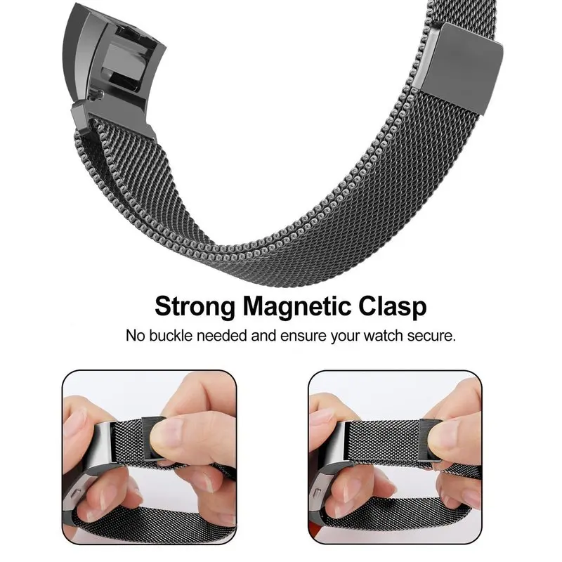 Нержавеющая сталь ремешок для часов Миланская петля браслета Fitbit Charge 2 браслет