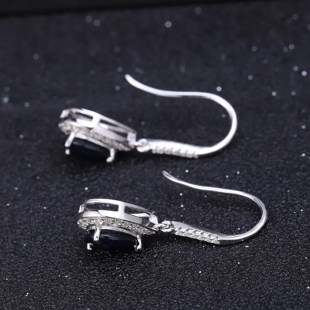 GEM'S BALLET 2.58Ct Natural Blue Sapphire Dangle Earrings Real 925 Sterling Silver Elegant Brincos for Women Party Fine Jewelry |