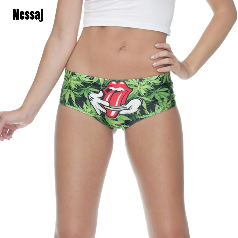 Нижнее белье Nessaj Weed женские бесшовные хлопковые трусы с 3D принтом