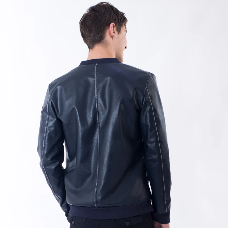 Woodsvoice брендовая одежда Куртки из искусственной кожи для мужчин Slim Fit Новые осенние зимние мужские кожаные куртки Мужская Верхняя одежда повседневные пальто