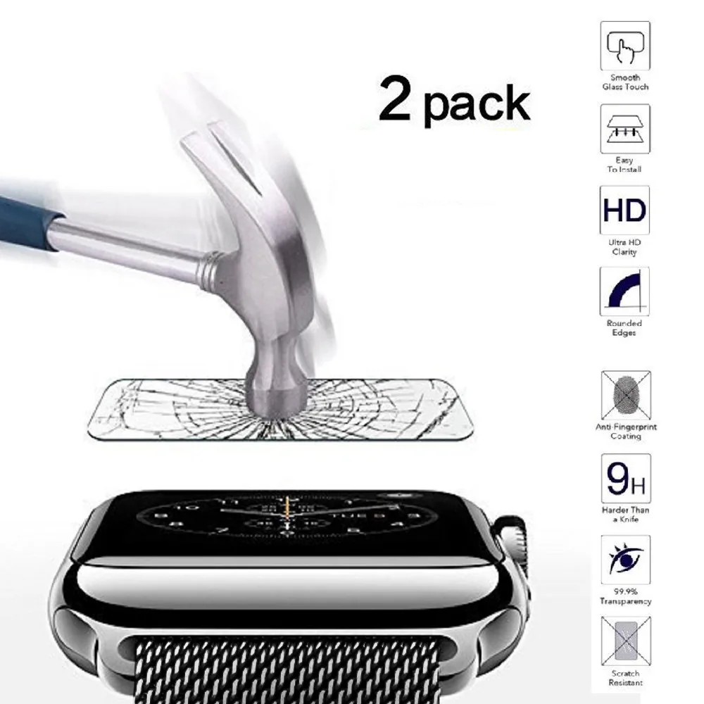 2 шт Защитное стекло для Apple Watch Series 1 2 3 38 мм защита экрана Закаленное стекло Защитная пленка 9H