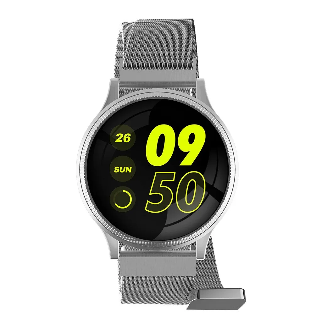 Silver MK08 Смарт-часы из закаленного стекла для мужчин, WeChat, фитнес-трекер, умные часы, пульсометр, измеритель артериального давления, смарт-браслет - Цвет: Silver