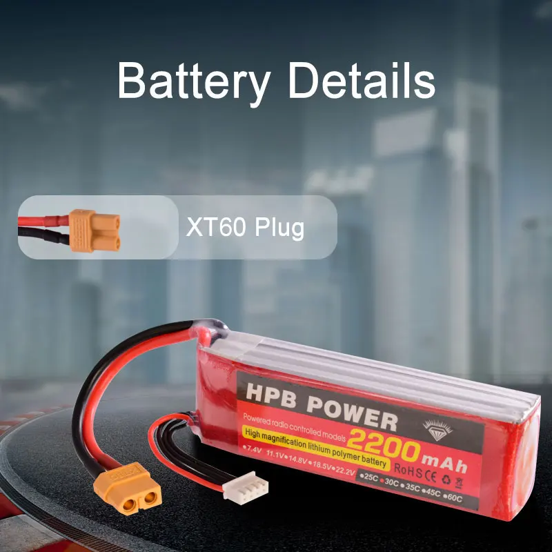 Литий-полимерный аккумулятор ZOP Power HPB 11 1 В 2200 мА · ч 30C 3S T-образный штекер XT60