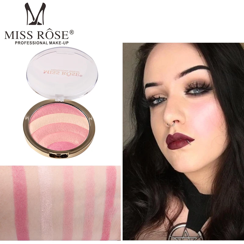 MISS ROSE полный Профессиональный макияж 10 цветов Радужный Хайлайтер для лица Тени