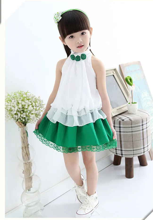 Girls Set Г. Укороченный топ для мальчиков и девочек, комплект одежды из 2 предметов с галстуком-бабочкой на подтяжках, Детская зеленая школьная форма, костюм черлидеров, костюмы - Цвет: Girls Set