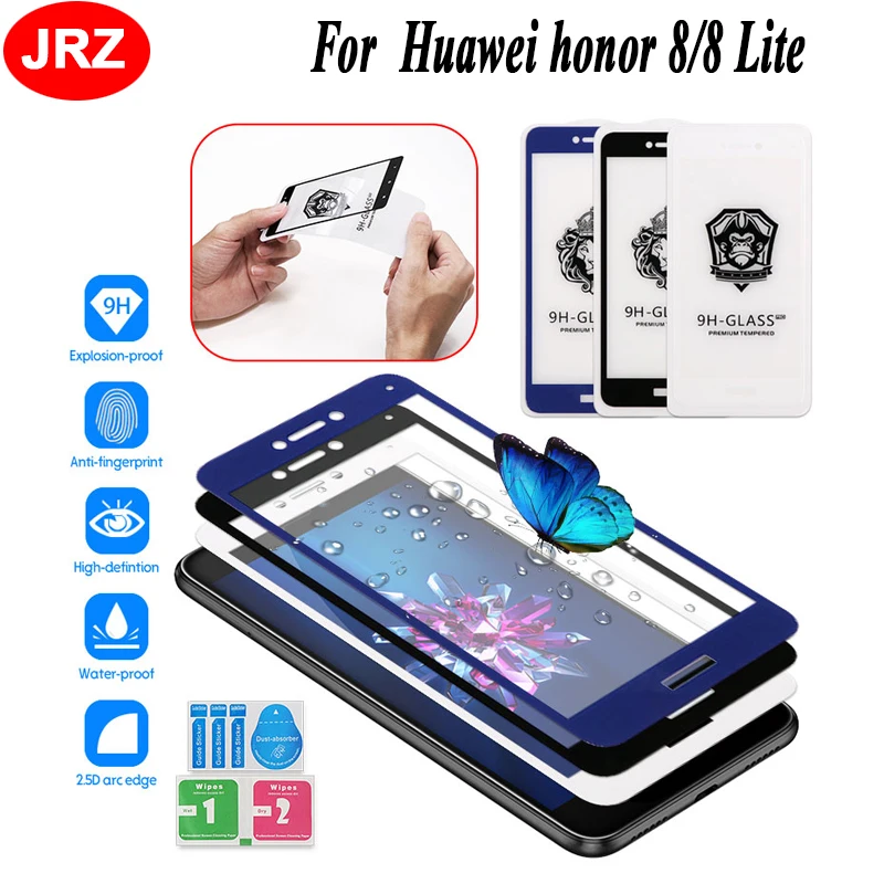 JRZ For Huawei honor 8 Phone Glass Film Screen Protector 5.2'ɿor Lite Transparent Protective Tempered | Мобильные телефоны