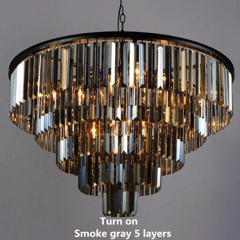 Современный элегантный блеск K9 tamanho do Artigo de Cristal Cinza esfumadas cristal suspensao Lamparas para cafet Re