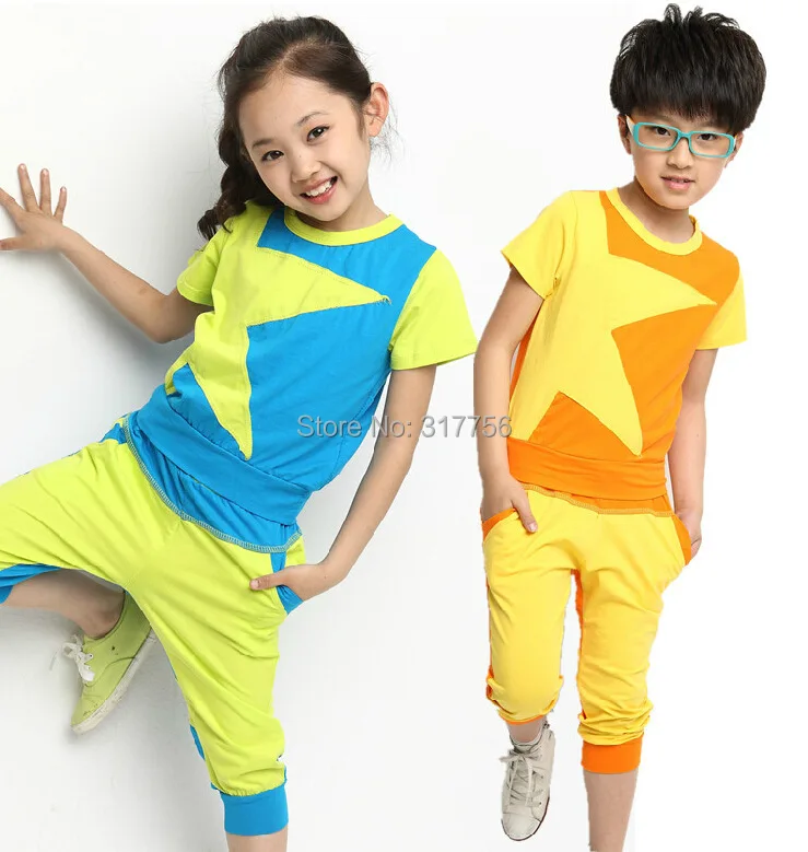 

New Children's Clothing sets Boys and Girls Set two-pieces Autumn Star Pattern Fashion Kids Casual Sports Suit Free Shipping