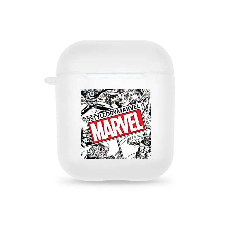 white marvel Силиконовые сумки для Airpods Единорог забавные английские слова лимон фрукты переноски приемник Чехлы для Apple Airpods чехол для наушников Etui - Цвет: white marvel