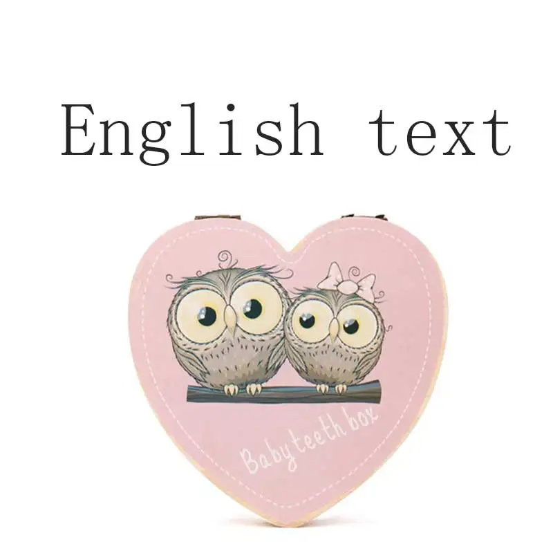 A english Коробка для хранения упавших зубов английский испанский текст для маленьких мальчиков и девочек деревянный ящик для хранения молочных зубов Органайзер держатель - Цвет: A english
