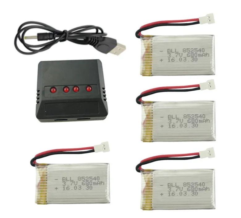 Бесплатная доставка Syma X5C X5SW запчасти 3 7 V 680mAh обновленная батарея и 4 в 1X4 Lipo USB