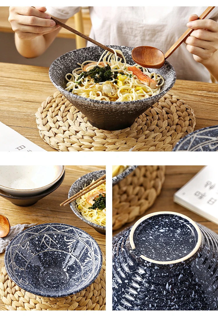 Японская чаша ramen, домашняя большая тарелка в ретро стиле, керамическая тарелка для супа, риса, салата, лапши, миска, палочки для еды, ложка, посуда