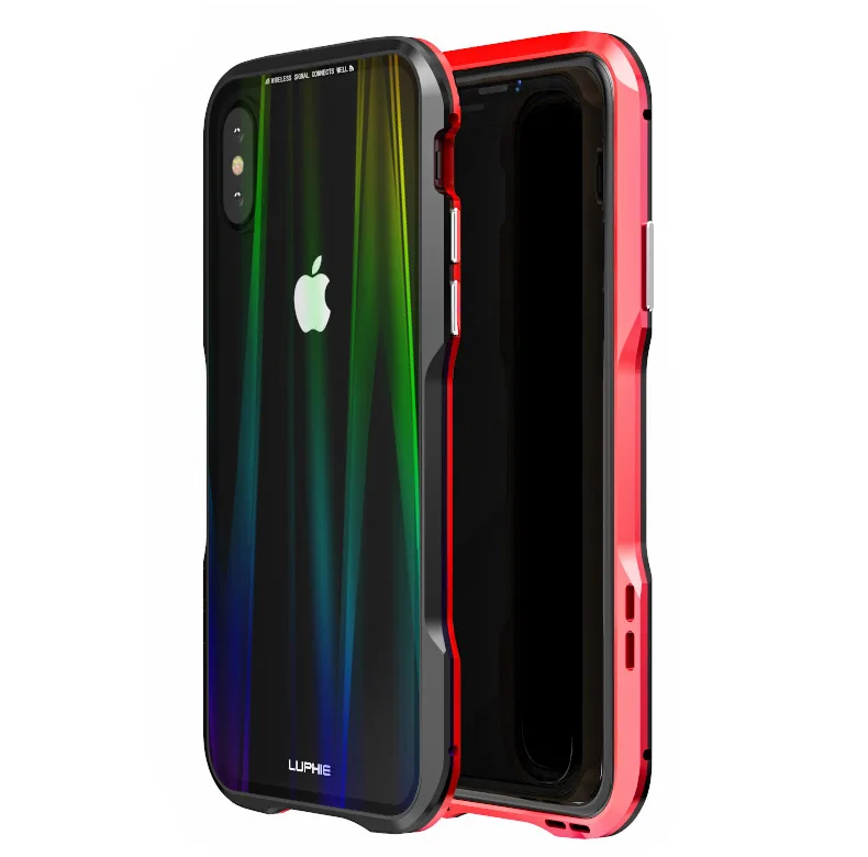 Magnetic Adsorption For iPhone XS Max Case Metal Hard Stained Glass Back Sheet Aluminum Frame Coque for iPhoneX XR Magnet |