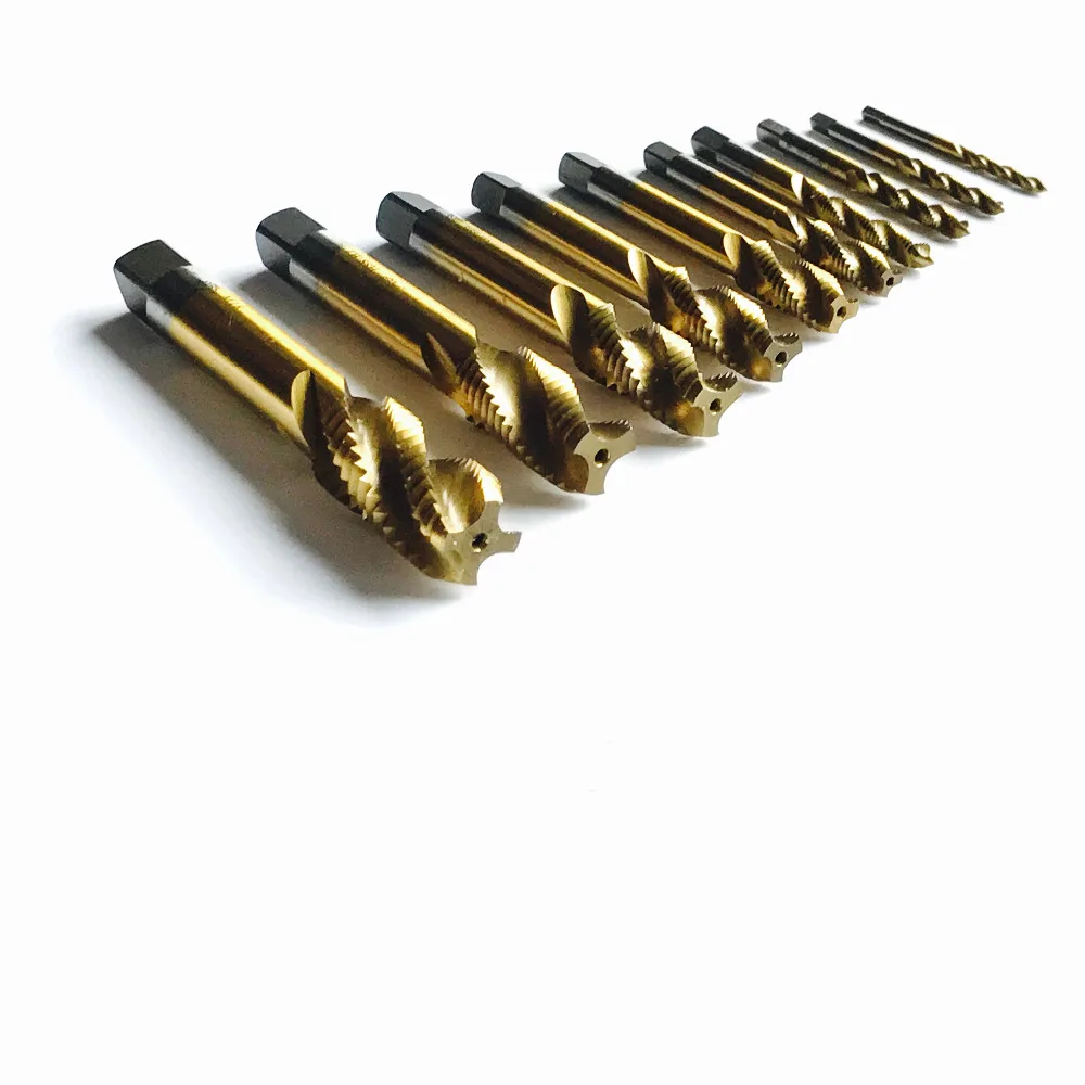 HSS 6542 full CNC 15 шт. спиральные метчики с жестяным покрытием M3/M4/M5/M6/M8/M10/M12/M14/M16/M18/M20/M22/M24/M27/M30|tin made|tin productiontin bag |