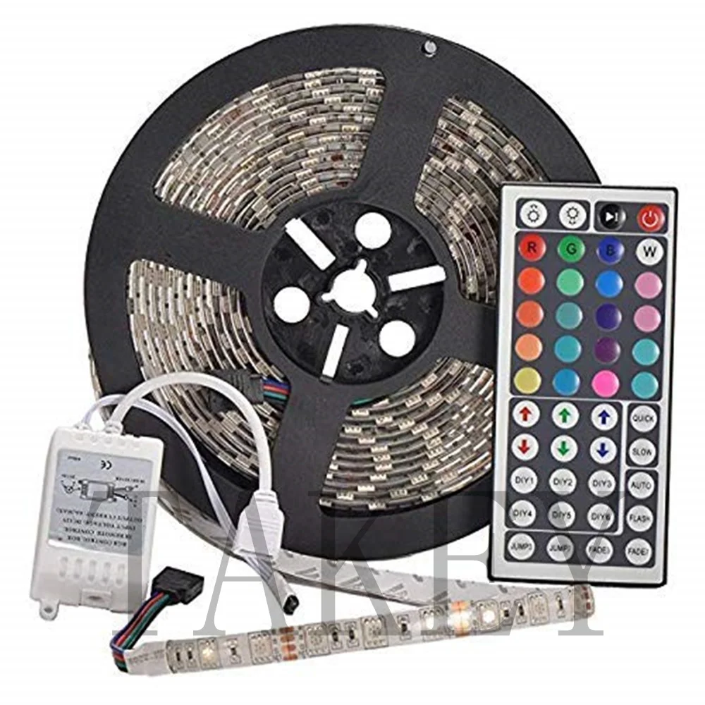 5 м водонепроницаемый 5050 RGB 60 Светодиодная лента 44 клавишный свет дистанционное