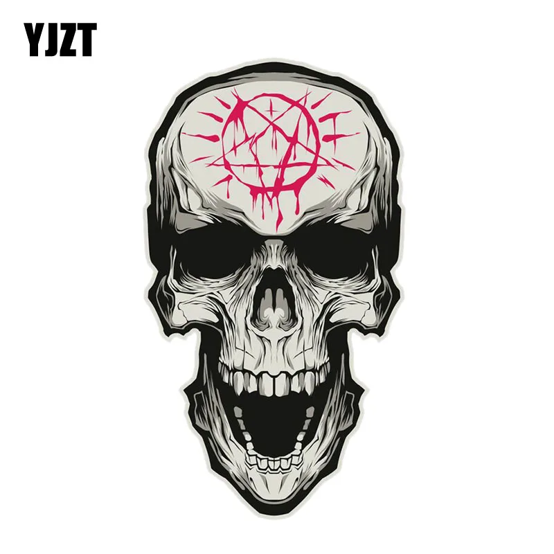 

YJZT 9,2 см * 16,3 см автомобильный Стайлинг забавная голова черепа ПВХ автомобильные наклейки аксессуары 6-2331