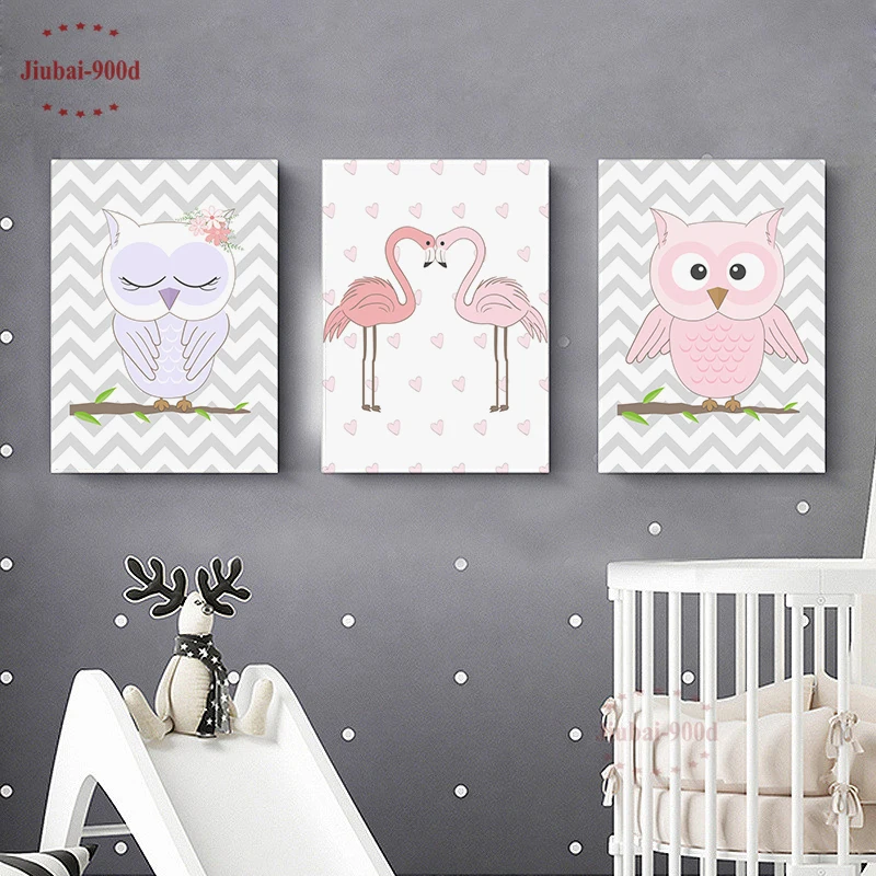 Детская мультяшная Сова плакаты Холст Картина детская комната Настенный декор