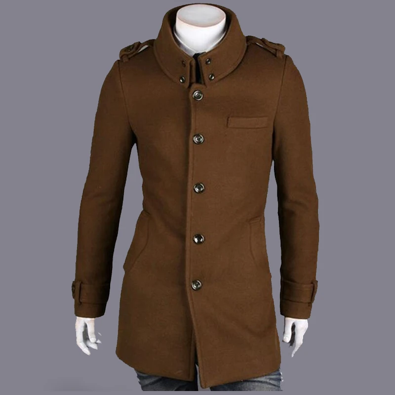 ZOGAA English style Wool Winter Men Coat Slim fit Overcoat men Double Stand Collar Fashion clothes Long male Trench coat | Мужская