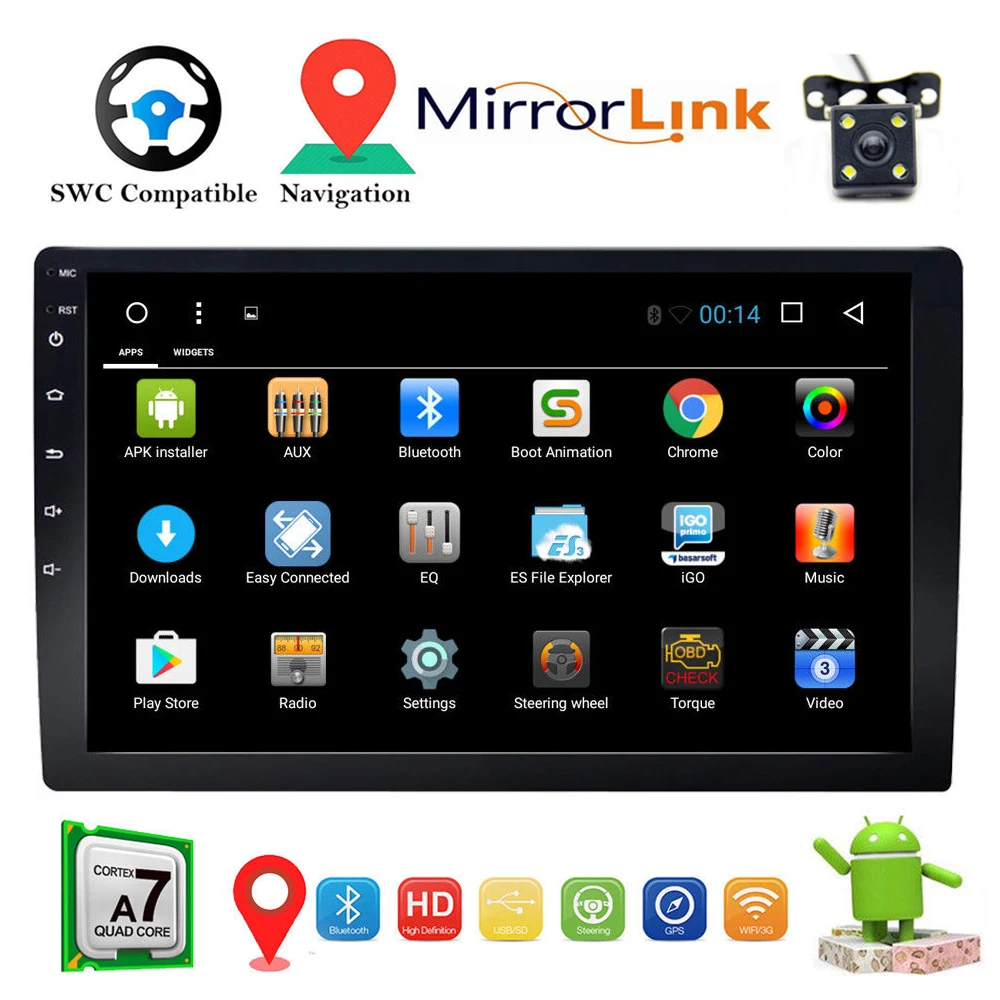 2din Android 10 1 автомобильный Радио мультимедийный видео плеер GPS навигация Wifi USB FM