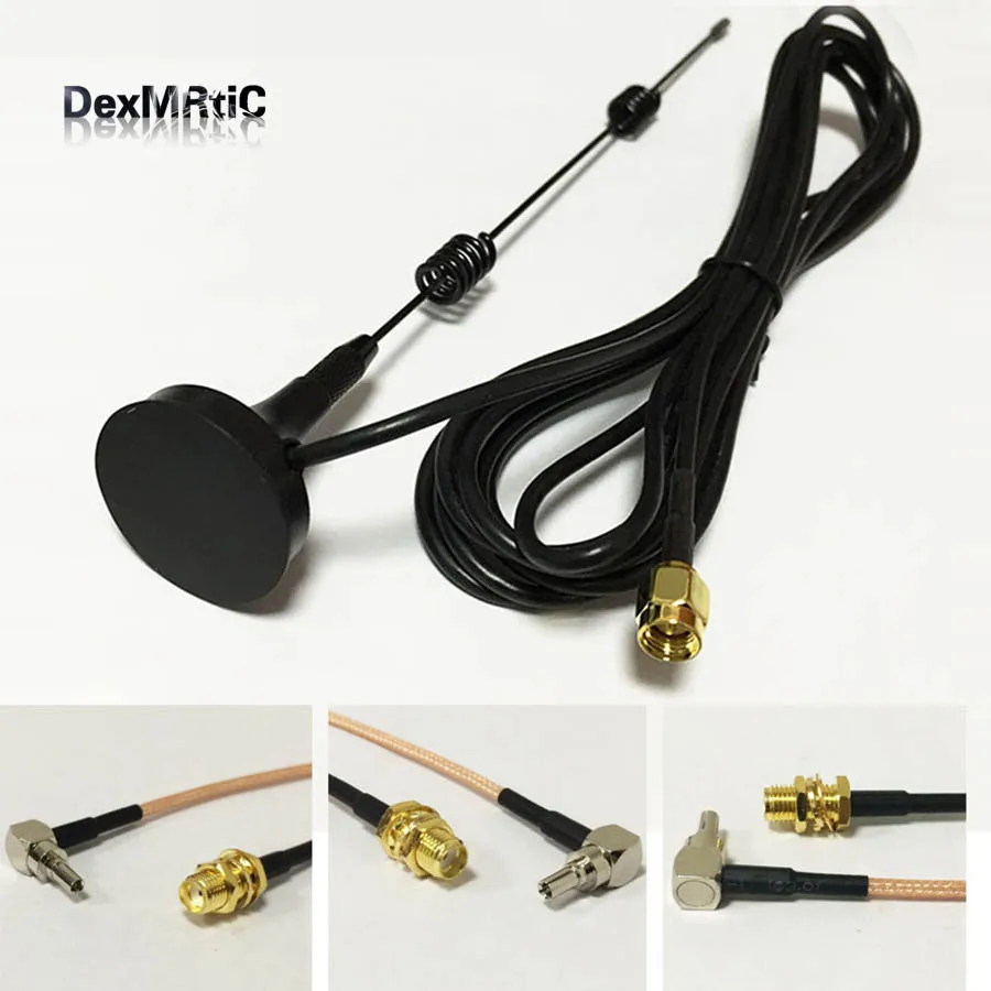 

868MHZ/915MHZ/GSM Antenna Small Sucker 7dbi Aerial 3meters SMA Male+SMA Female Bulkhead Connector Switch CRC9 Male RG316 Cable