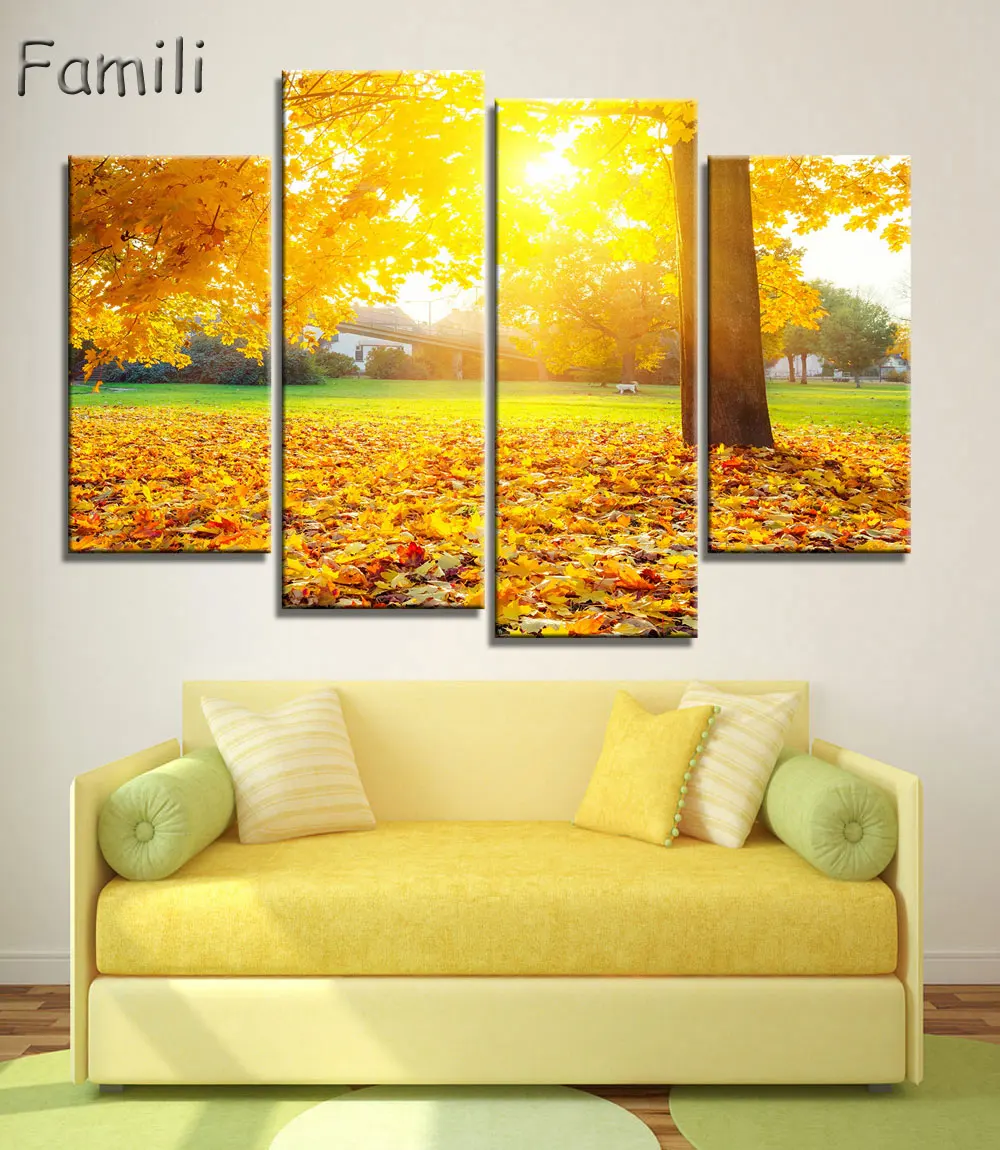 Картина на холсте с изображением осеннего водопада 4 шт.|picture for living room|canvas paintinghd