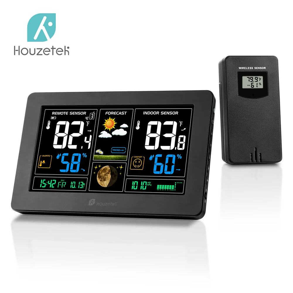 Houzetek Крытый Открытый метеостанция цифровая Цветовая с датчиком домашний