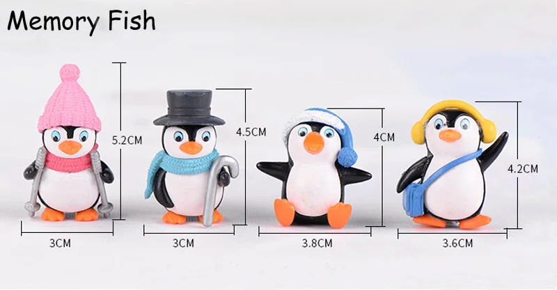 Мультяшные милые зимние игрушечные Пингвины полимерные Фигурки игрушки микро